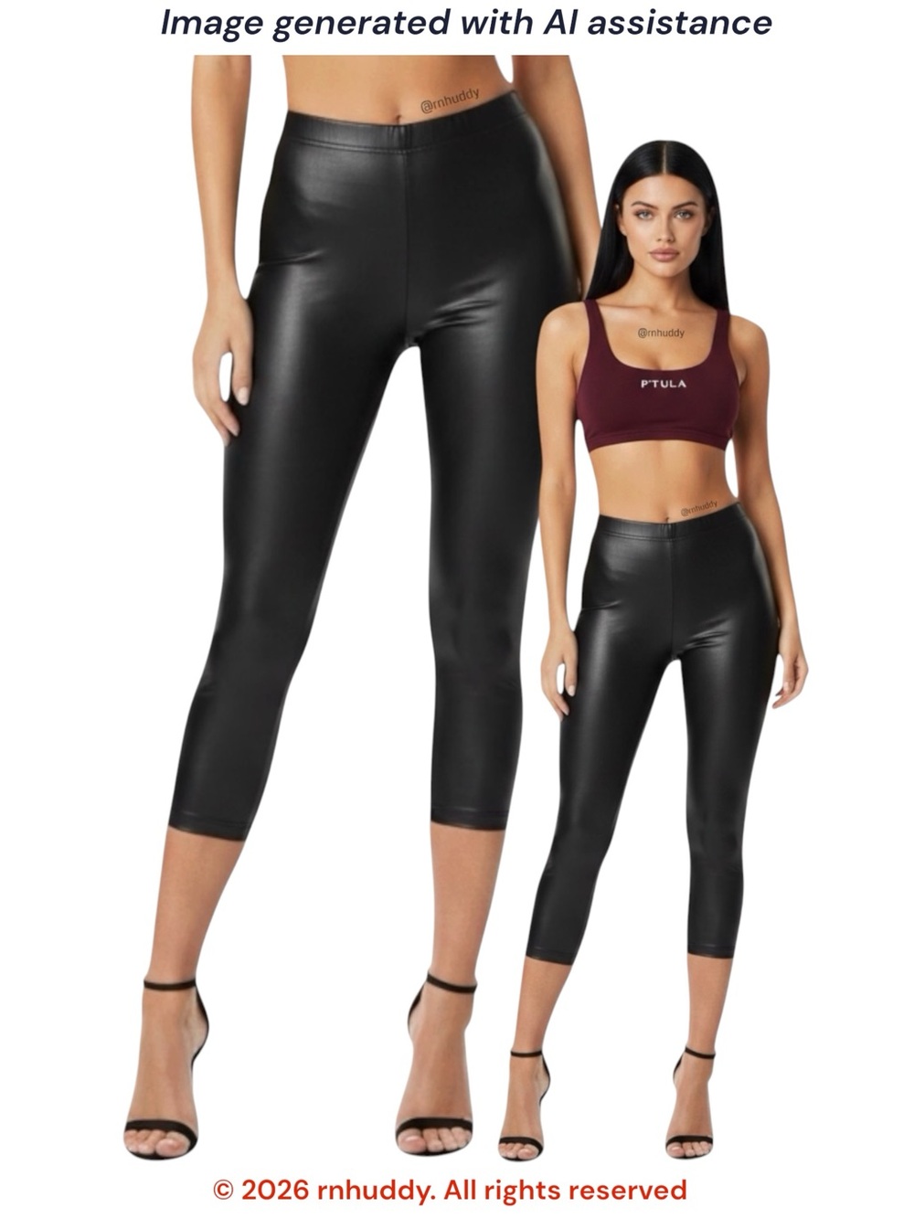 American Apparel M black wet look crop leggings